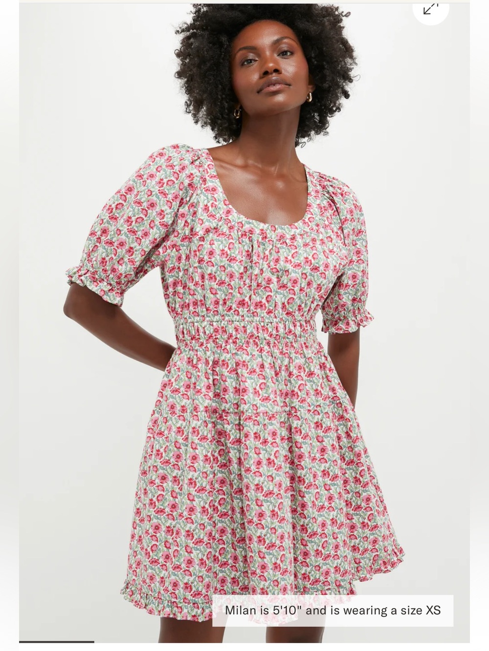 NWT HYACINTH HOUSE RED DAHLIA DOROTHY MINI DRESS MEDIUM RED GREEN FLORAL - Picture 1 of 10
